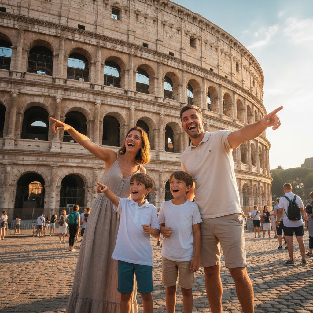 Family at Colosseum